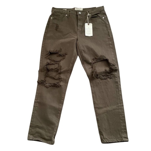 Lucky Brand Bridgette High Rise Skinny Jeans Distress Green Size 8/29 - Picture 7 of 16